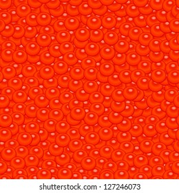 Seamless background texture of realistic red caviar