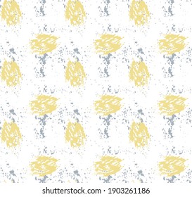 Seamless background with a textured design in white, gray and yellow colors. Watercolor splashes. Vector. Fashionable design for textiles, fabric, wallpaper, paper.