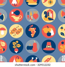 Seamless background with thanksgiving and autumn symbols.
