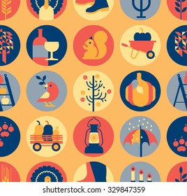 Seamless background with Thanksgiving day symbols.
