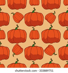 seamless background for Thanksgiving with pumpkin on a beige background