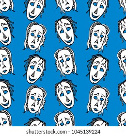 Seamless background of the theatrical masks