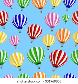 Seamless background with thermal balloons,  vector  illustration