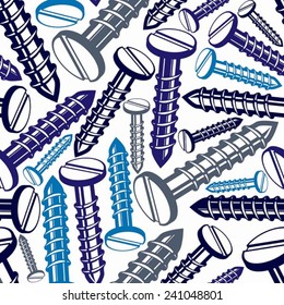 Seamless background with three-dimensional bolts, spare parts used in manufacturing, building and carpentry. High quality stylish screw.