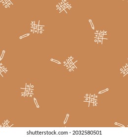 Seamless background tic tac toe gender neutral pattern. Whimsical minimal earthy 2 tone color. kids nursery wallpaper or boho cartoon fashion all over print.