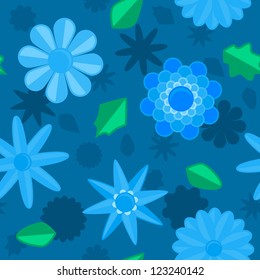 Seamless background tile of blossoms and leaves
