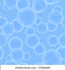 Seamless background tile of effervescent blue bubbles