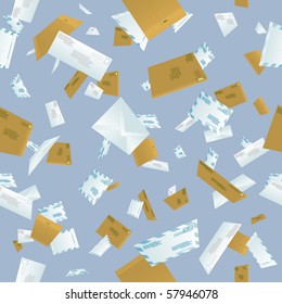 Seamless Background Tile Of Falling Mail Envelopes