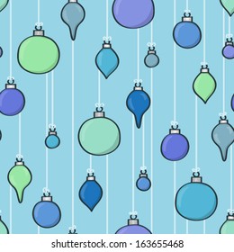 Seamless background tile with hanging cartoon baubles design. This file is Vector EPS10 and uses transparencies. 