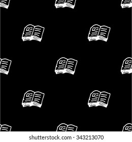 A seamless background tile with outlined cartoon books pattern.