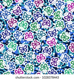 Seamless Background, Tile Pattern of Symbolical Colorful Butterflies. Vector