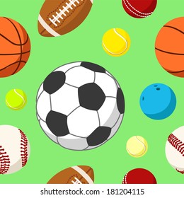 Seamless background tile with sport balls.