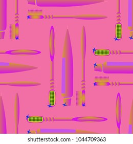 Seamless background with a toothbrush and toothpaste.