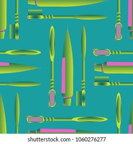 Seamless background with a toothbrush and toothpaste.