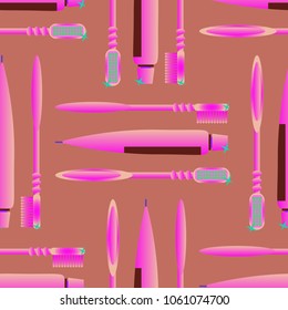 Seamless background with a toothbrush and toothpaste.