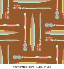 Seamless background with a toothbrush and toothpaste.