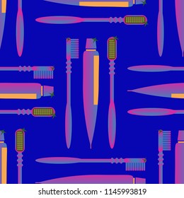 Seamless background with a toothbrush and toothpaste.