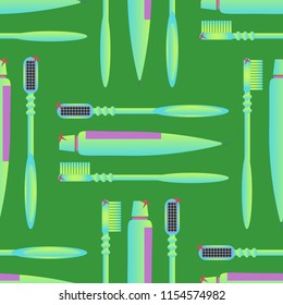 Seamless background with a toothbrush and toothpaste.