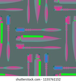 Seamless background with a toothbrush and toothpaste.