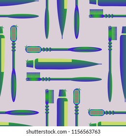 Seamless background with a toothbrush and toothpaste.