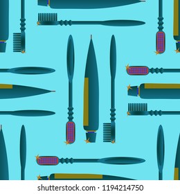 Seamless background with a toothbrush and toothpaste.