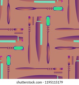 Seamless background with a toothbrush and toothpaste.