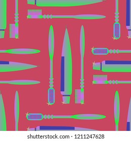 Seamless background with a toothbrush and toothpaste.