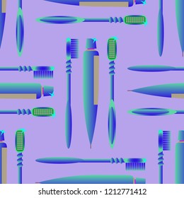 Seamless background with a toothbrush and toothpaste.