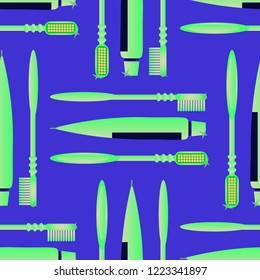 Seamless background with a toothbrush and toothpaste.