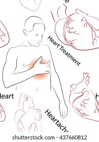 Seamless background is the topic of pain in the heart, it can be used as a background for medical purposes