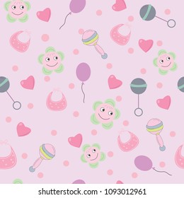 Seamless background with toy images on a light background. For wallpaper, wrapping paper, cloth. Vector.