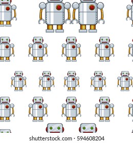 Seamless background with toy robot illustration