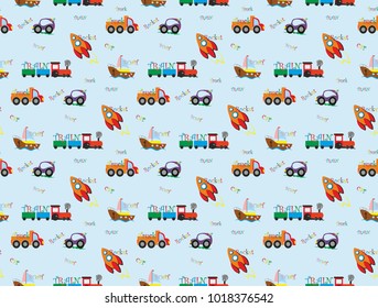 Seamless background with toy transport.