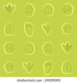 Seamless background with traces of animals and birds
