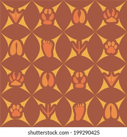 Seamless background with traces of animals and birds