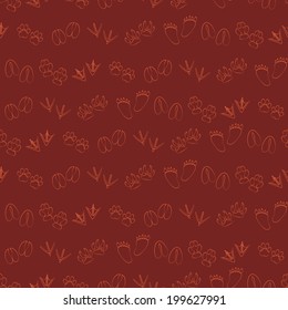 Seamless background with traces of animals and birds