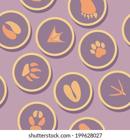 Seamless background with traces of animals and birds