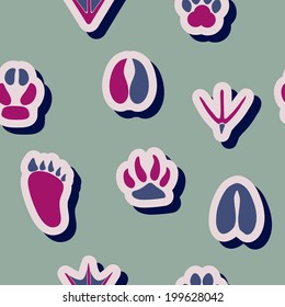 Seamless background with traces of animals and birds