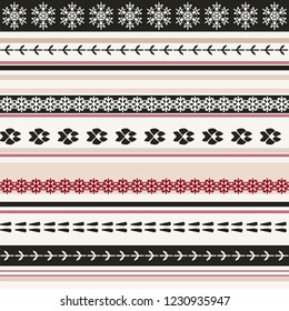Seamless background with traces of animals and snowflakes