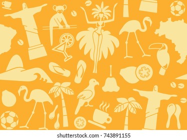 Seamless background with traditional symbols of Brazil