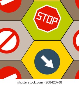 seamless background with traffic signs