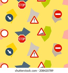 seamless background with traffic signs