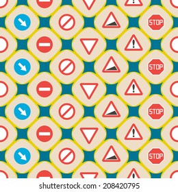 seamless background with traffic signs