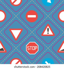 seamless background with traffic signs