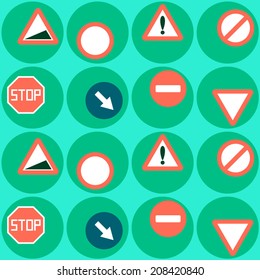 seamless background with traffic signs