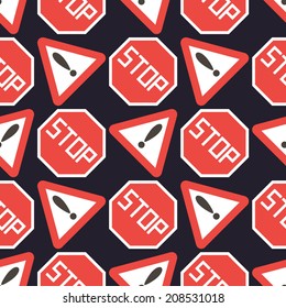 seamless background with traffic signs