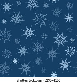 Seamless background with transparent gossamer blue stars