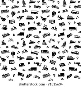 Seamless background, transport icons, wallpaper, wrapping paper