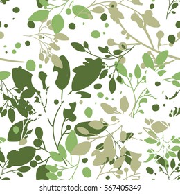 Seamless background with tree leaves. Vector