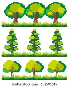 Seamless background with trees on grass illustration